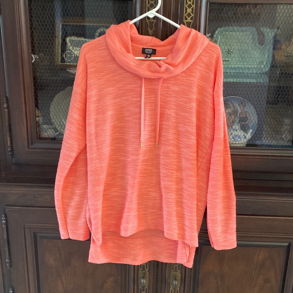 Very pretty light weight coral cowl neck tunic size L